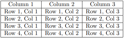 simple table with separator lines