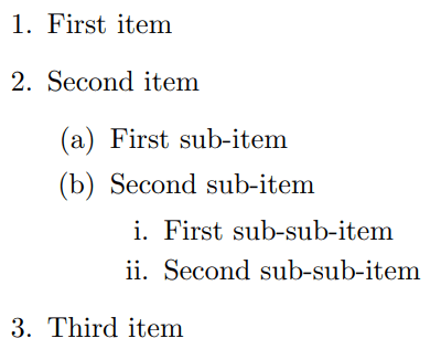 nested ordered list