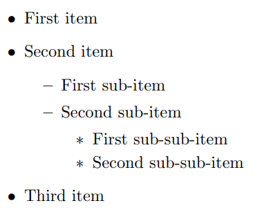 nested unordered list