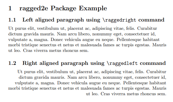 ragged right and left examples